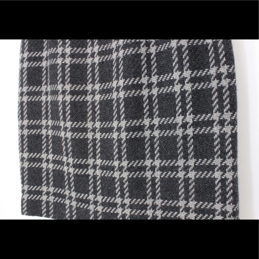 Vintage Dark Academia 90s 100% Wool Plaid Check Grey Gray Mini Skirt - Picture 3 of 10